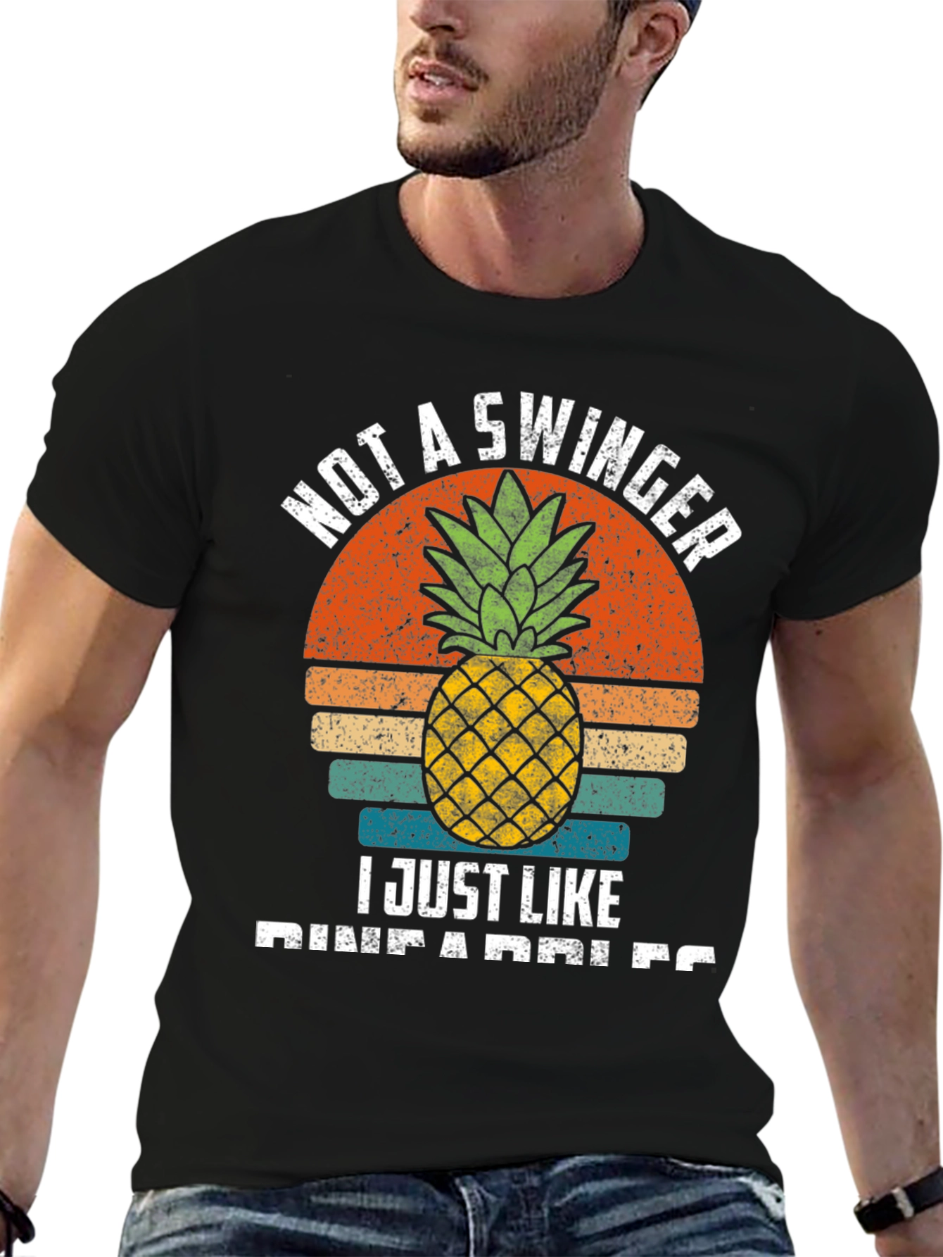 Black Funny Pineapple Lover T-Shirt - Not A Swinger view 6
