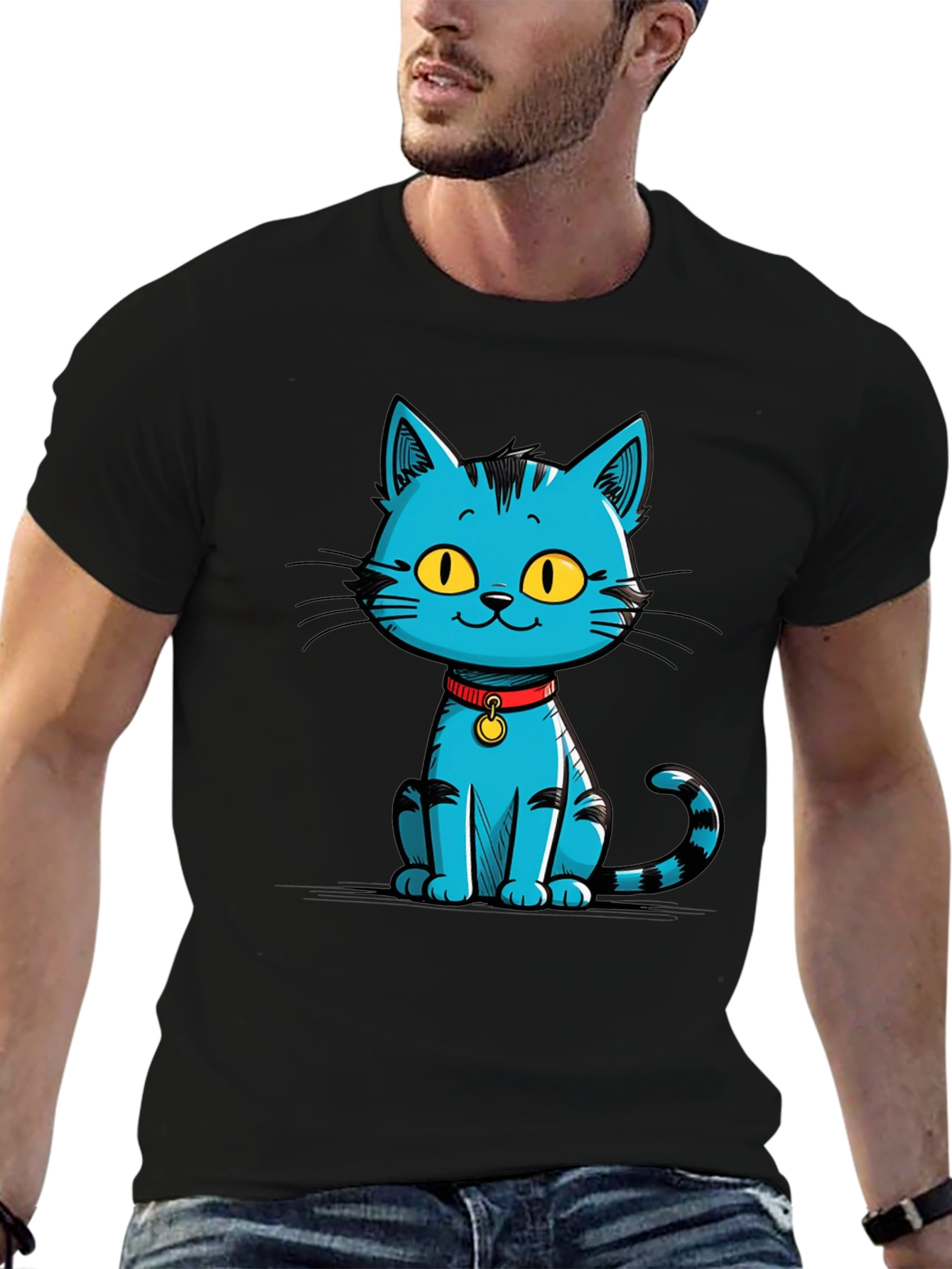Black Cool Cat Graphic T-Shirt view 6