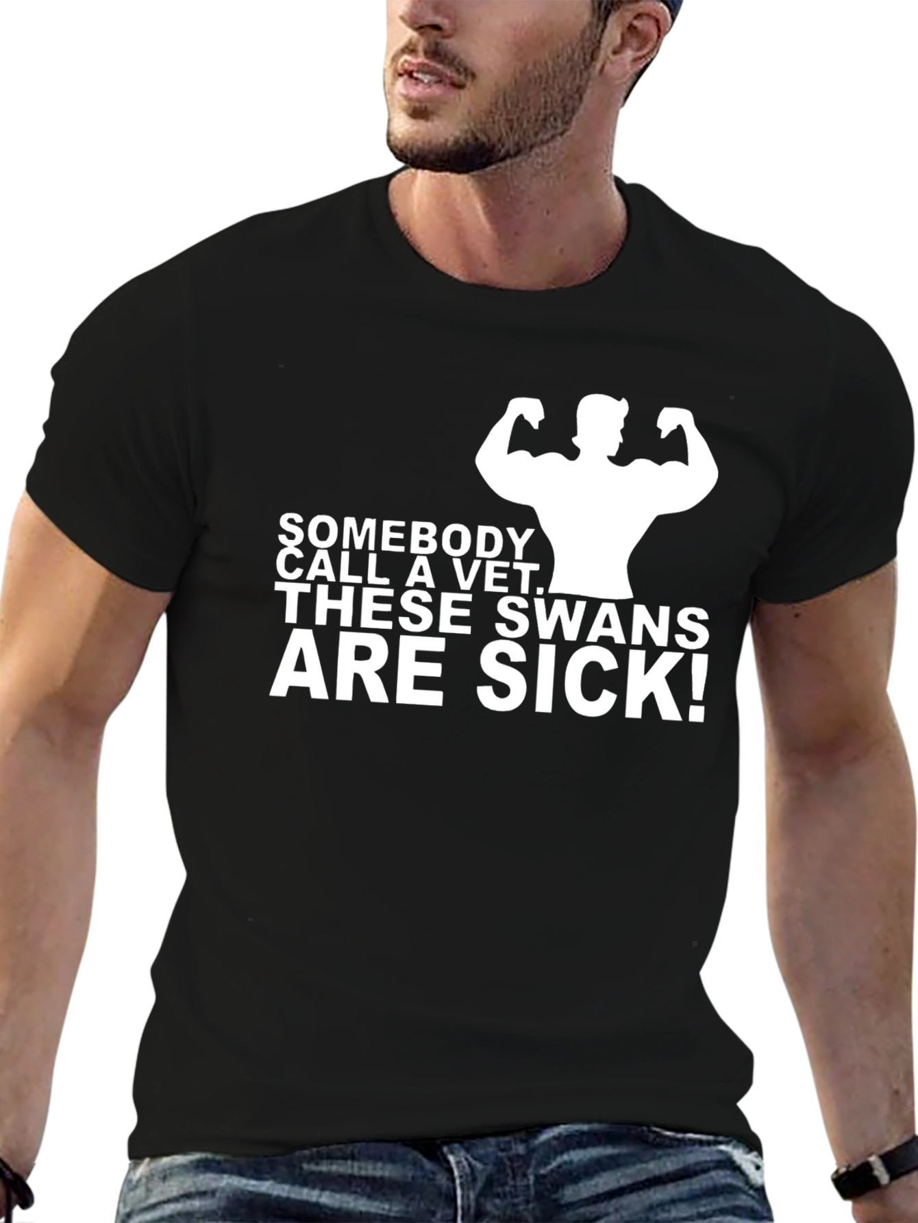 Black "Sick Swans" Graphic T-Shirt view 6