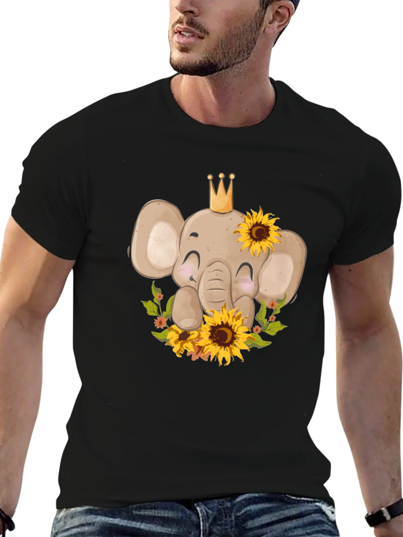 Black Elephant Sunflower Graphic Tee view 6
