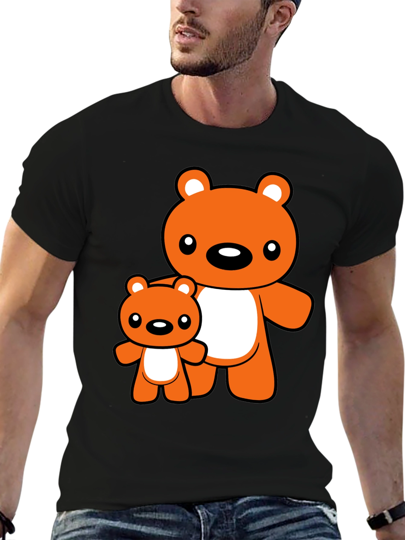 Black Cute Bear Graphic Tee - Black T-Shirt view 6