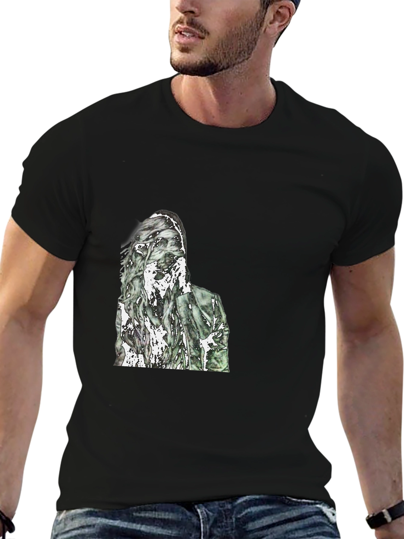 Black Zombie Graphic Tee - Black Crew Neck T-Shirt view 6