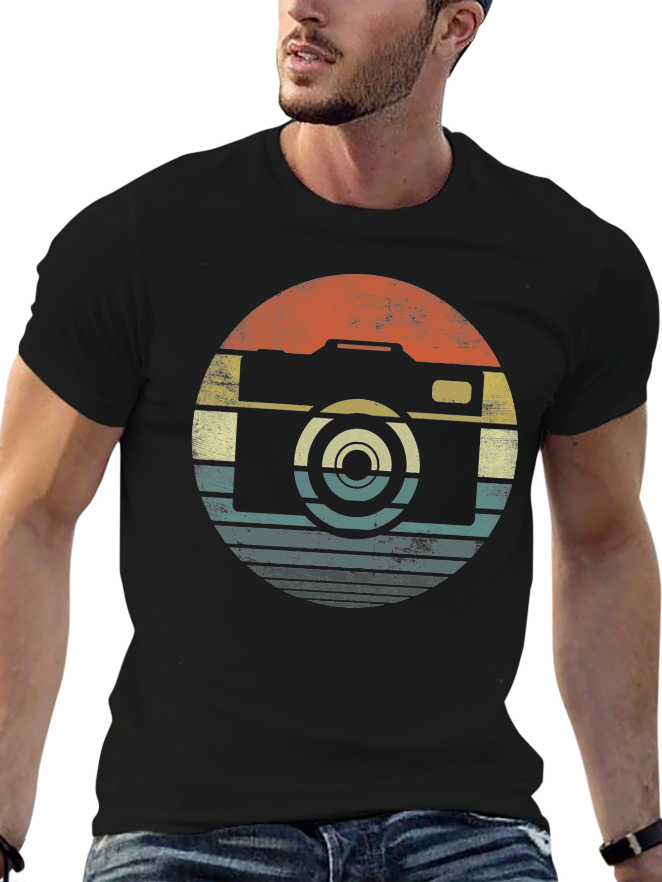 Black Retro Camera Graphic T-Shirt - Black view 6
