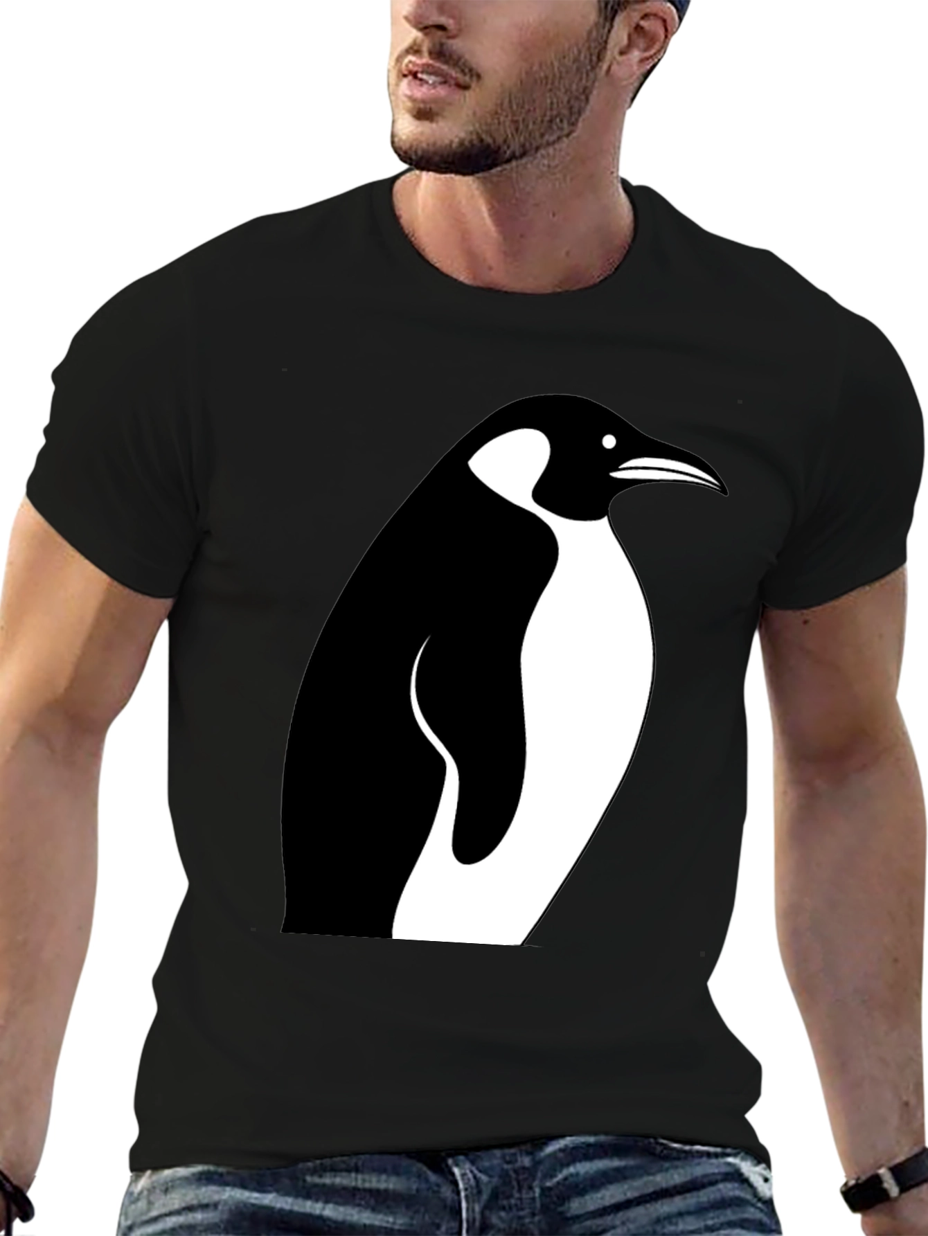 Black Penguin Graphic Tee - Stylish Black Cotton T-Shirt view 6