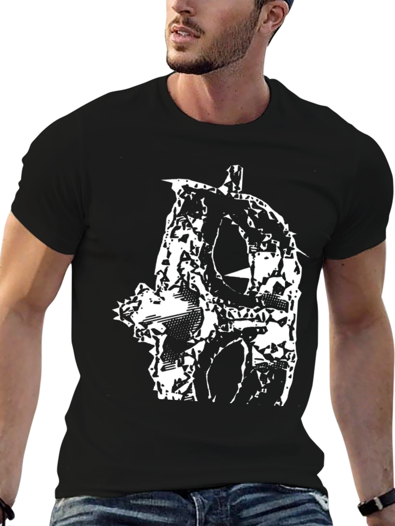 Black Abstract Skull Graphic Black T-Shirt view 6