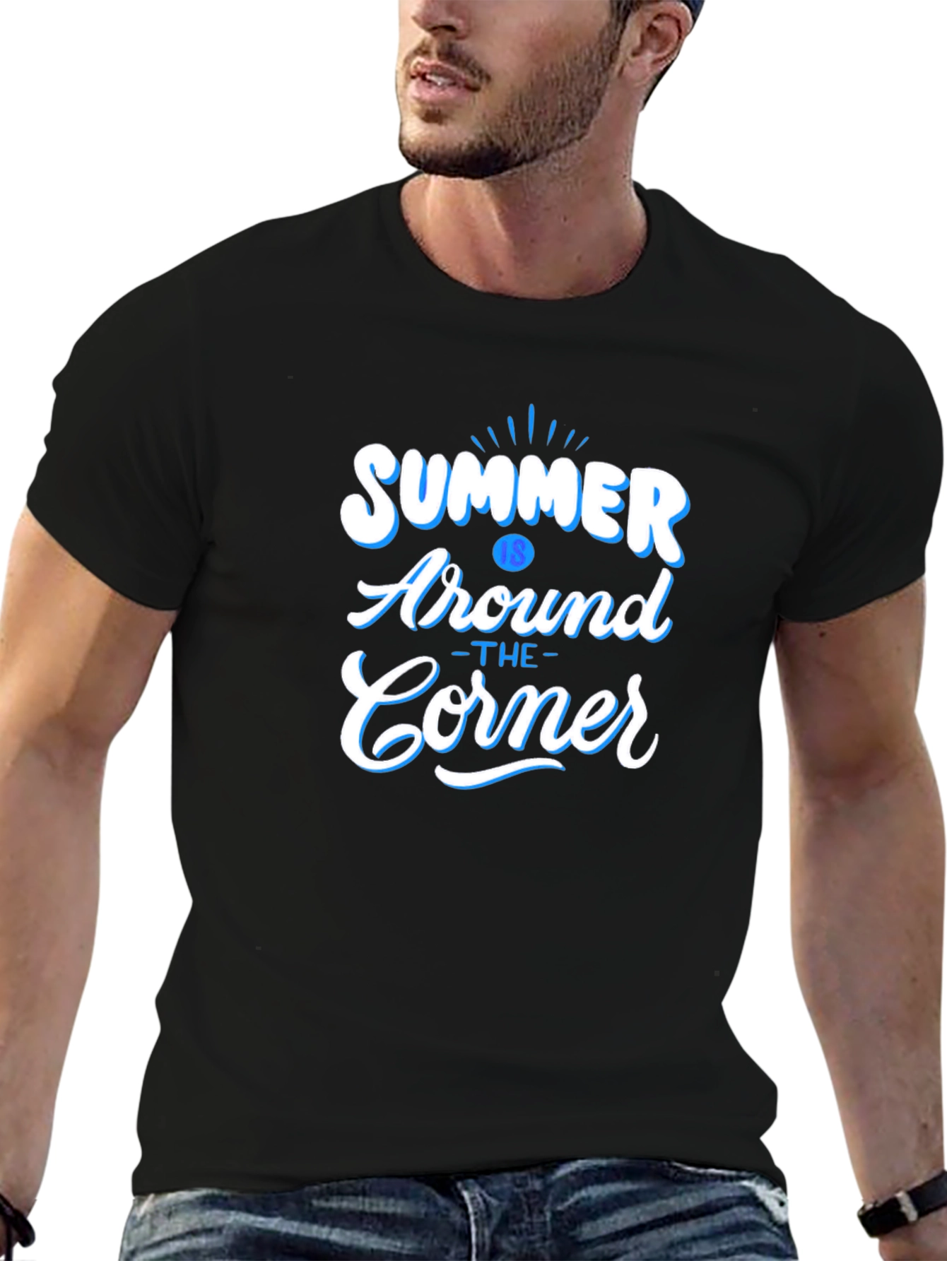 Black Summer Around The Corner Black Graphic T-Shirt view 6