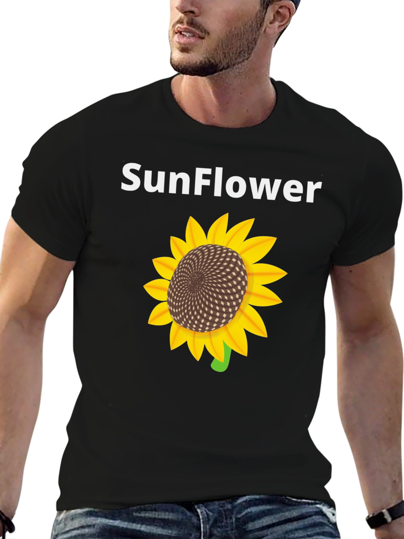 Sunflower Graphic Print Black T-Shirt - 6
