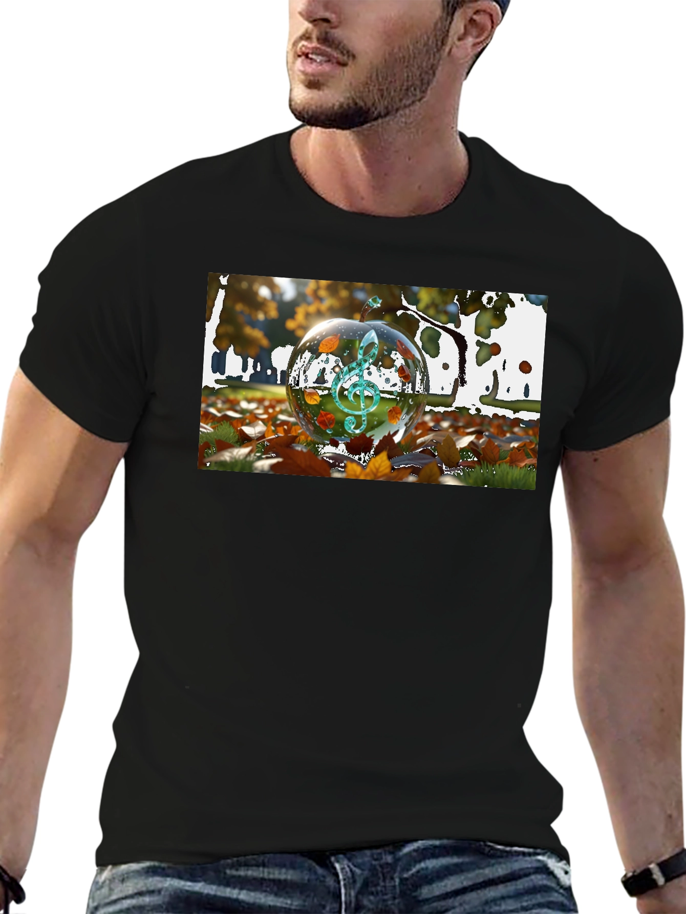 Black Musical Autumn T-Shirt - Unique Fall Design view 6