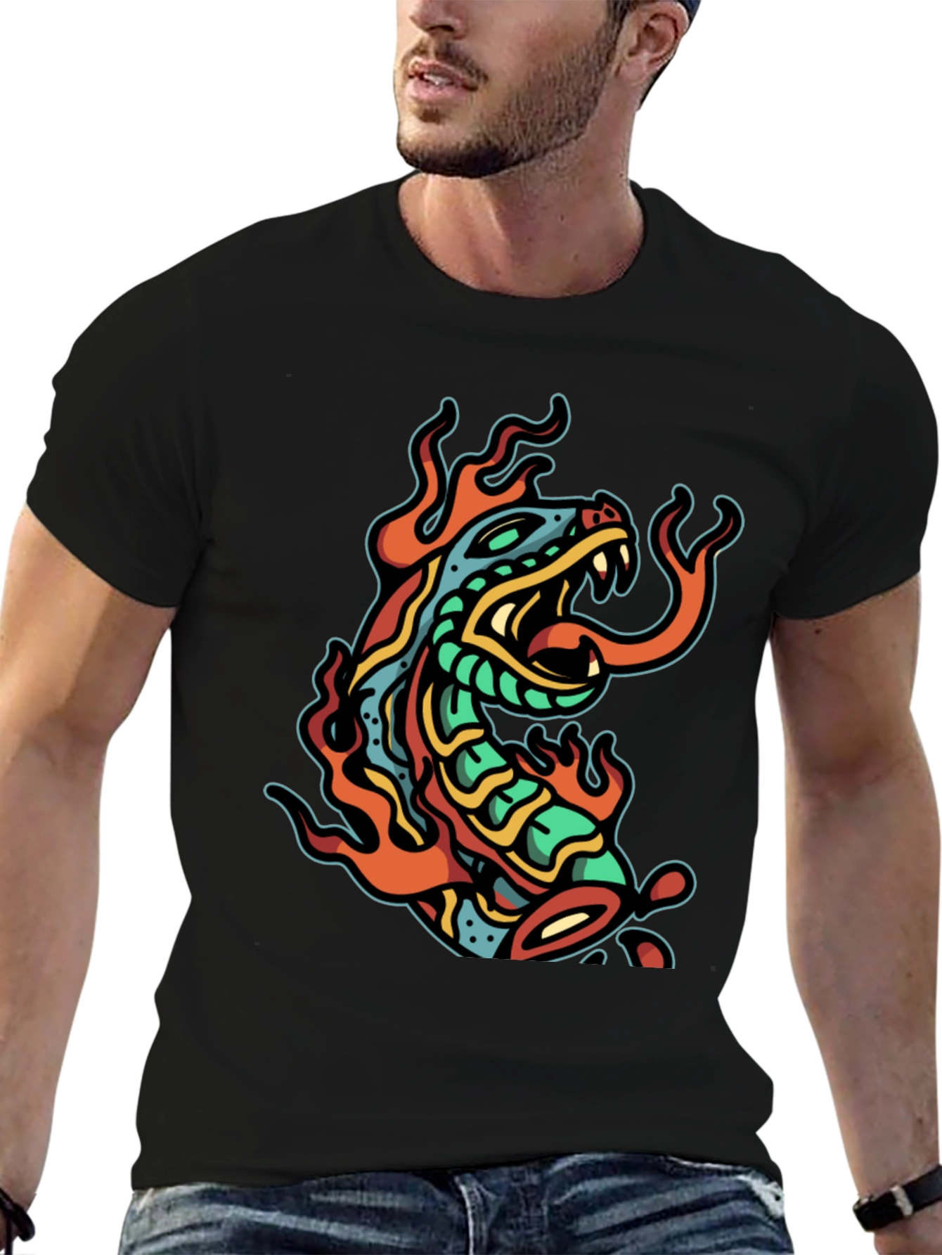Black Snake Fire Graphic Tee view 6
