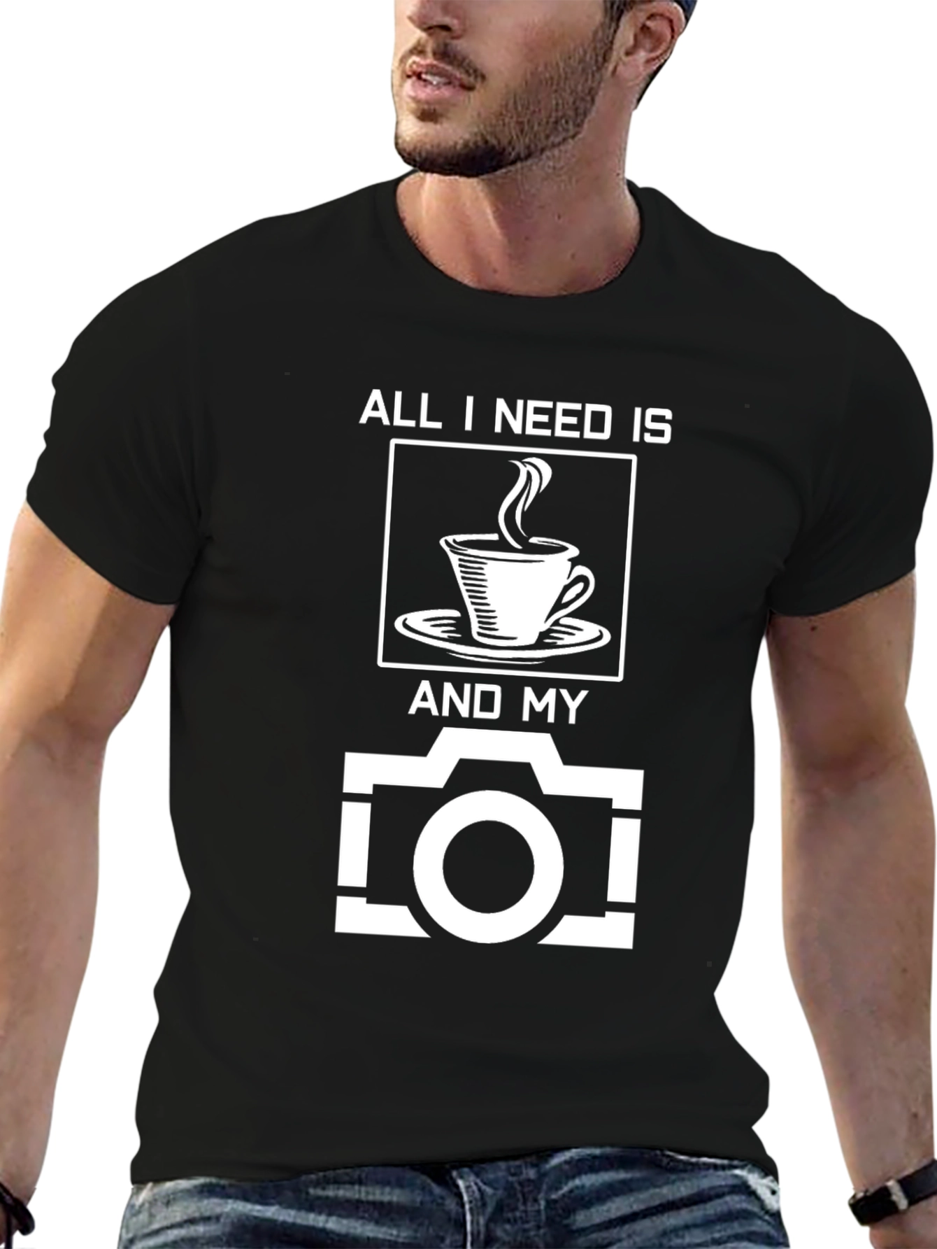Black Coffee & Camera Black Graphic Tee view 6
