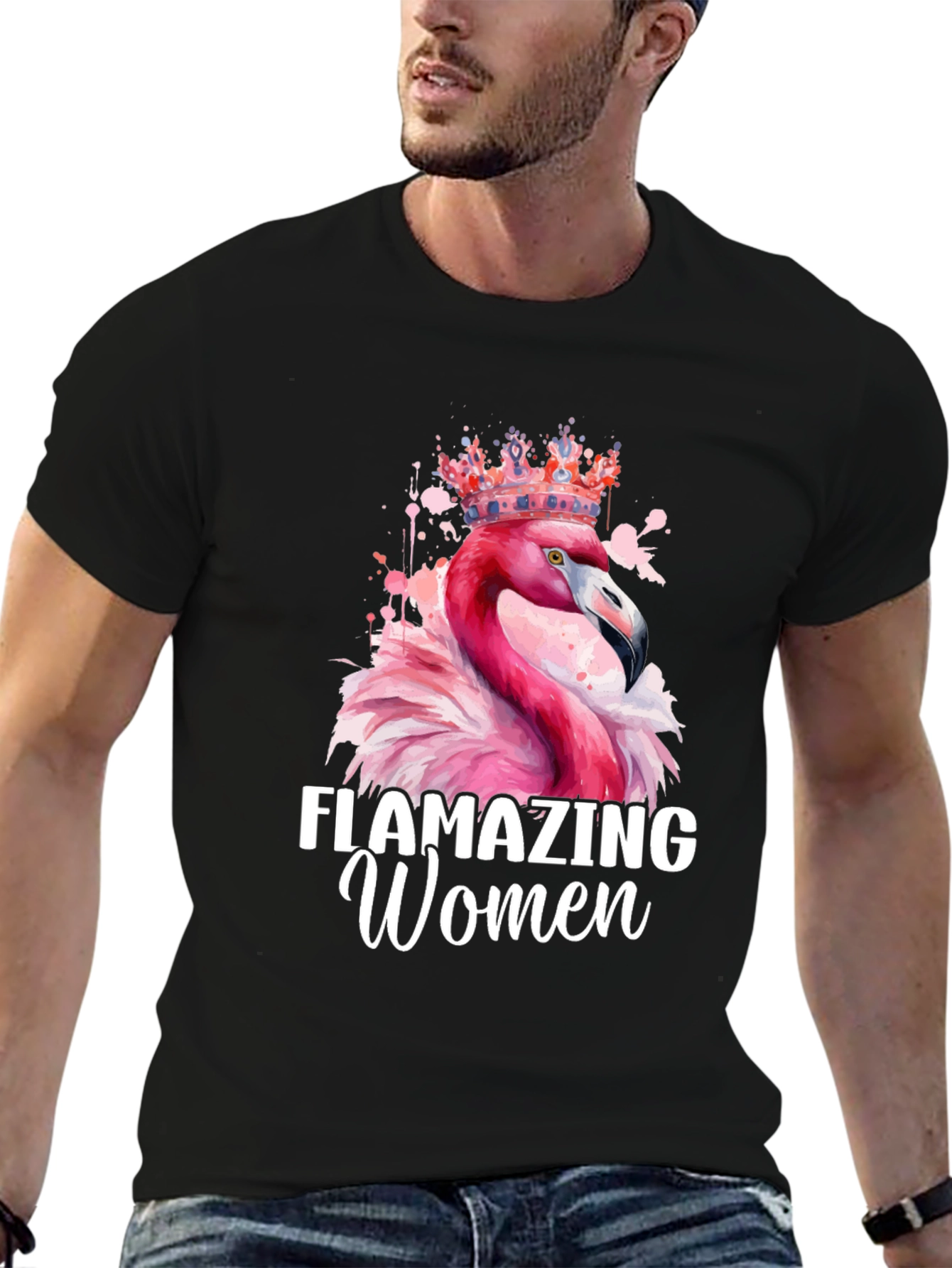 Black Flamazing Women T-Shirt - Flamingo Queen Tee view 6