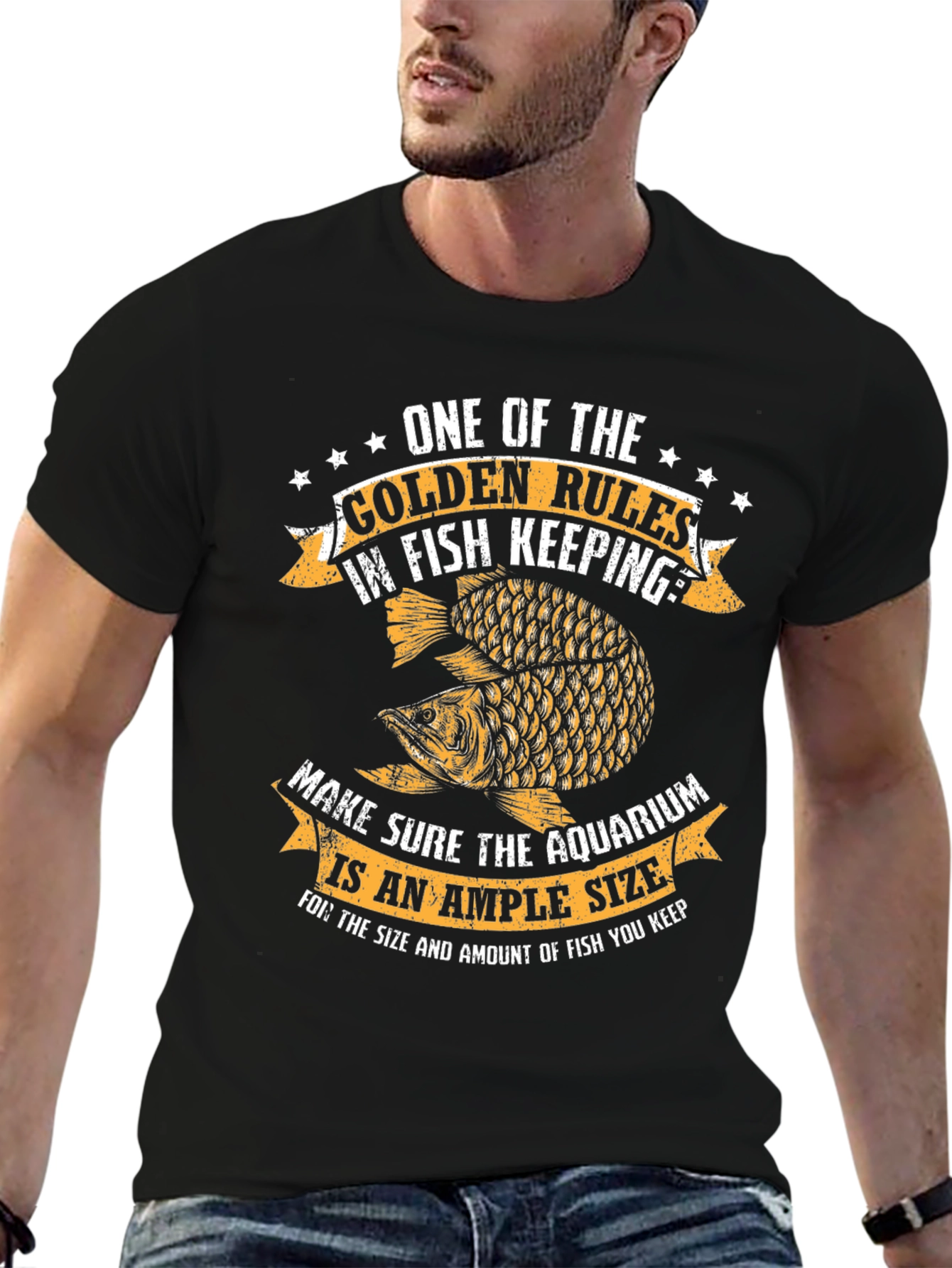 Black Golden Rules Fish Keeping T-Shirt view 6