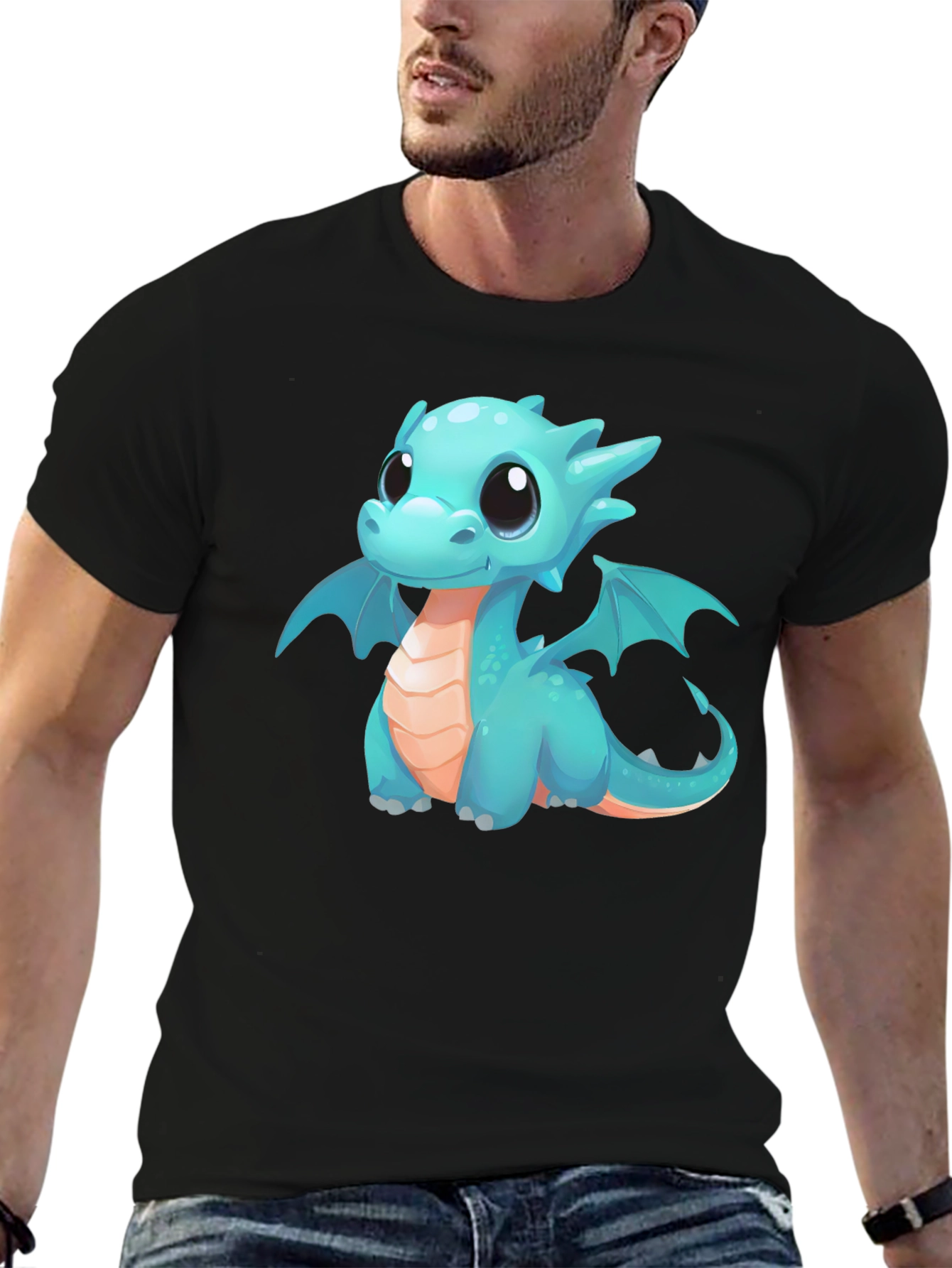 Black Cute Dragon Graphic T-Shirt - Black view 6
