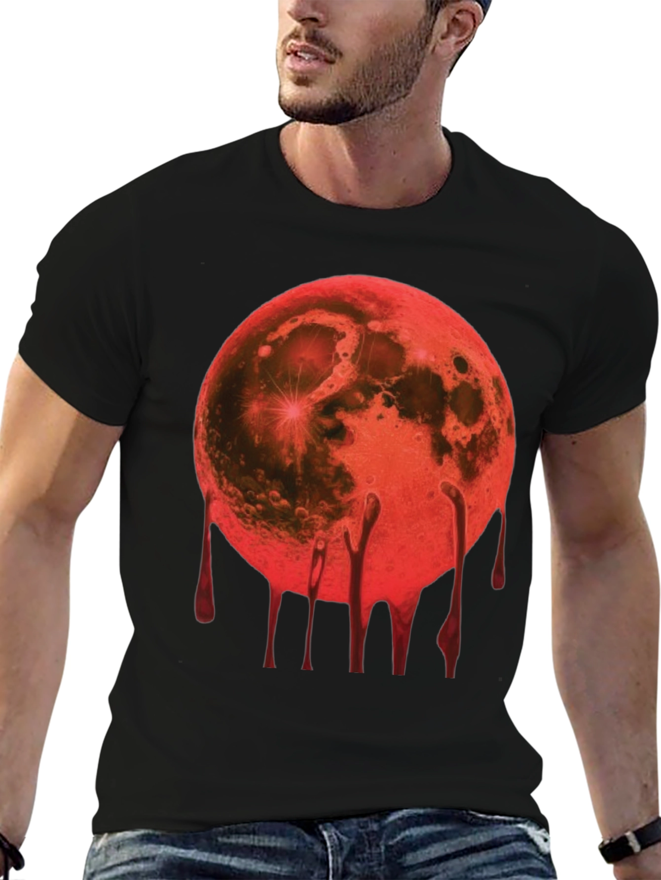Black Blood Moon Graphic Tee - Men's Black T-Shirt view 6