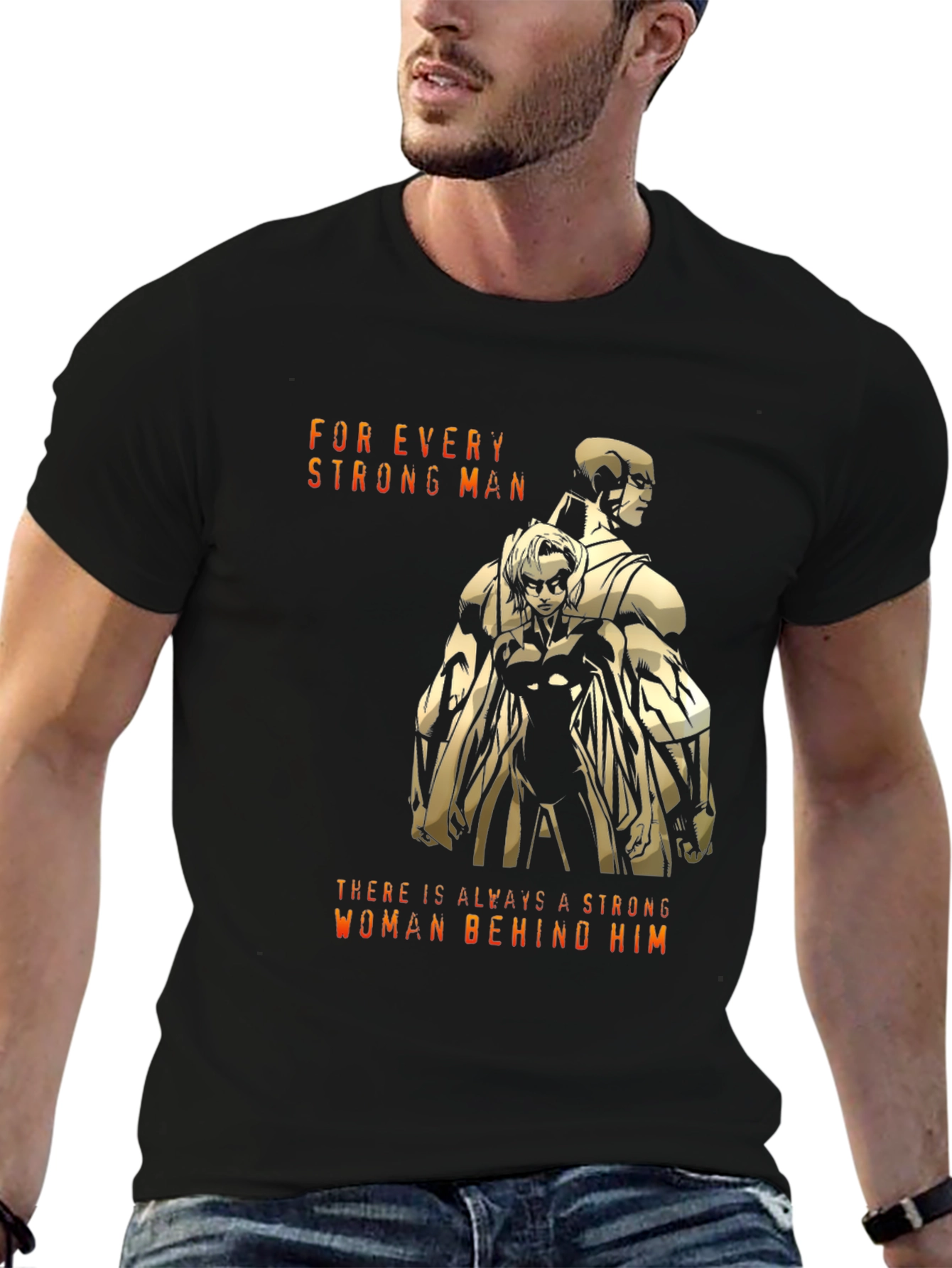 Black Strong Man/Woman Graphic T-Shirt view 6