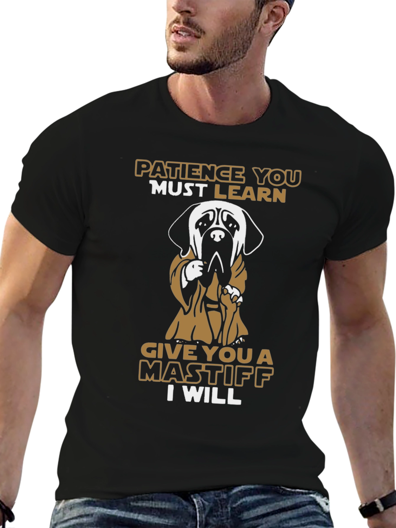 Black Patience Mastiff Graphic Tee - Black view 6