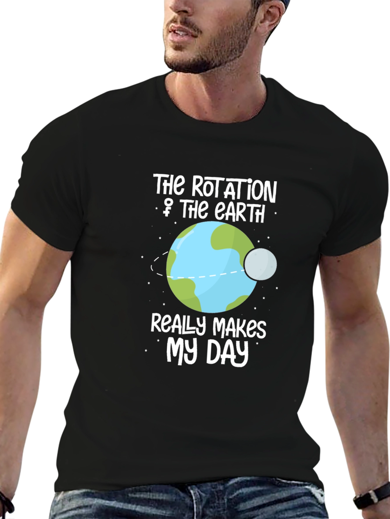 Black Rotation of Earth Graphic T-Shirt view 6