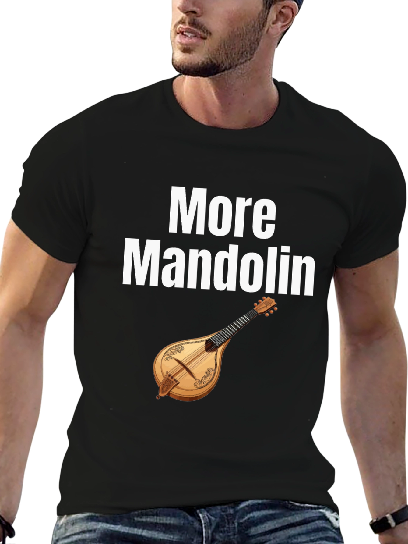 Black More Mandolin T-Shirt: Music Lover's Tee view 6