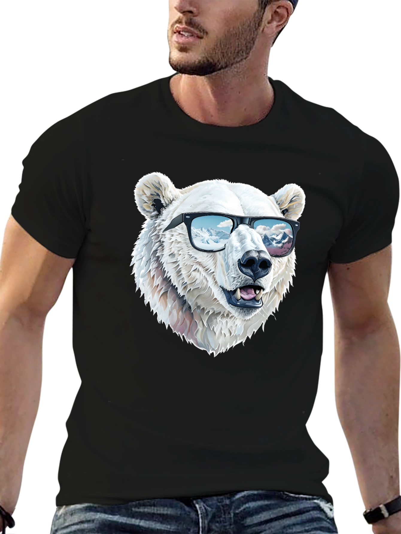 Black Cool Polar Bear T-Shirt view 6