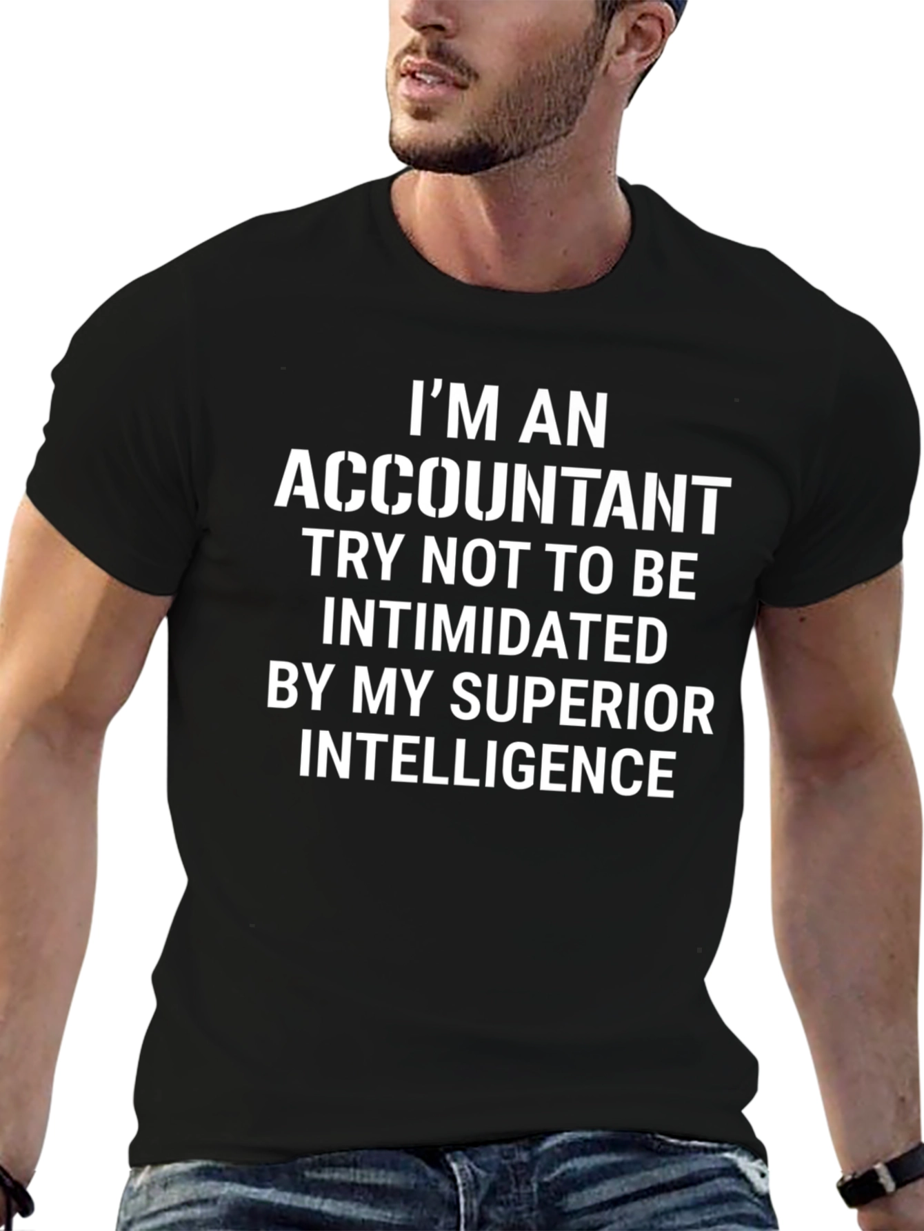 Black Accountant Superior Intelligence Funny T-Shirt view 6