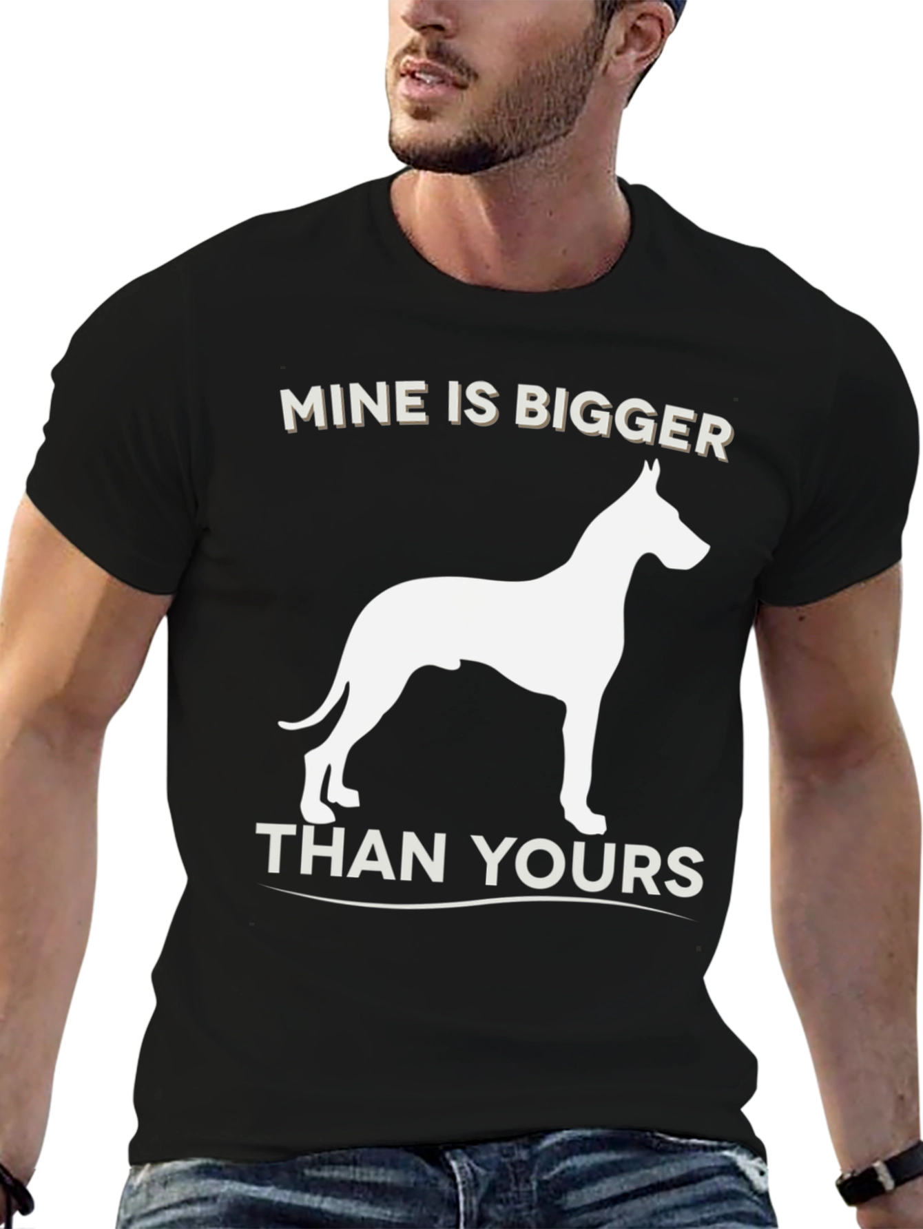 Black Mine Is Bigger Dog Graphic T-Shirt view 6
