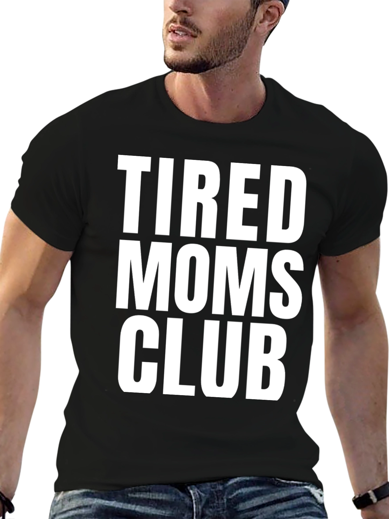 Black Tired Moms Club Tee - Comfortable Cotton Crew Neck T-Shirt view 6