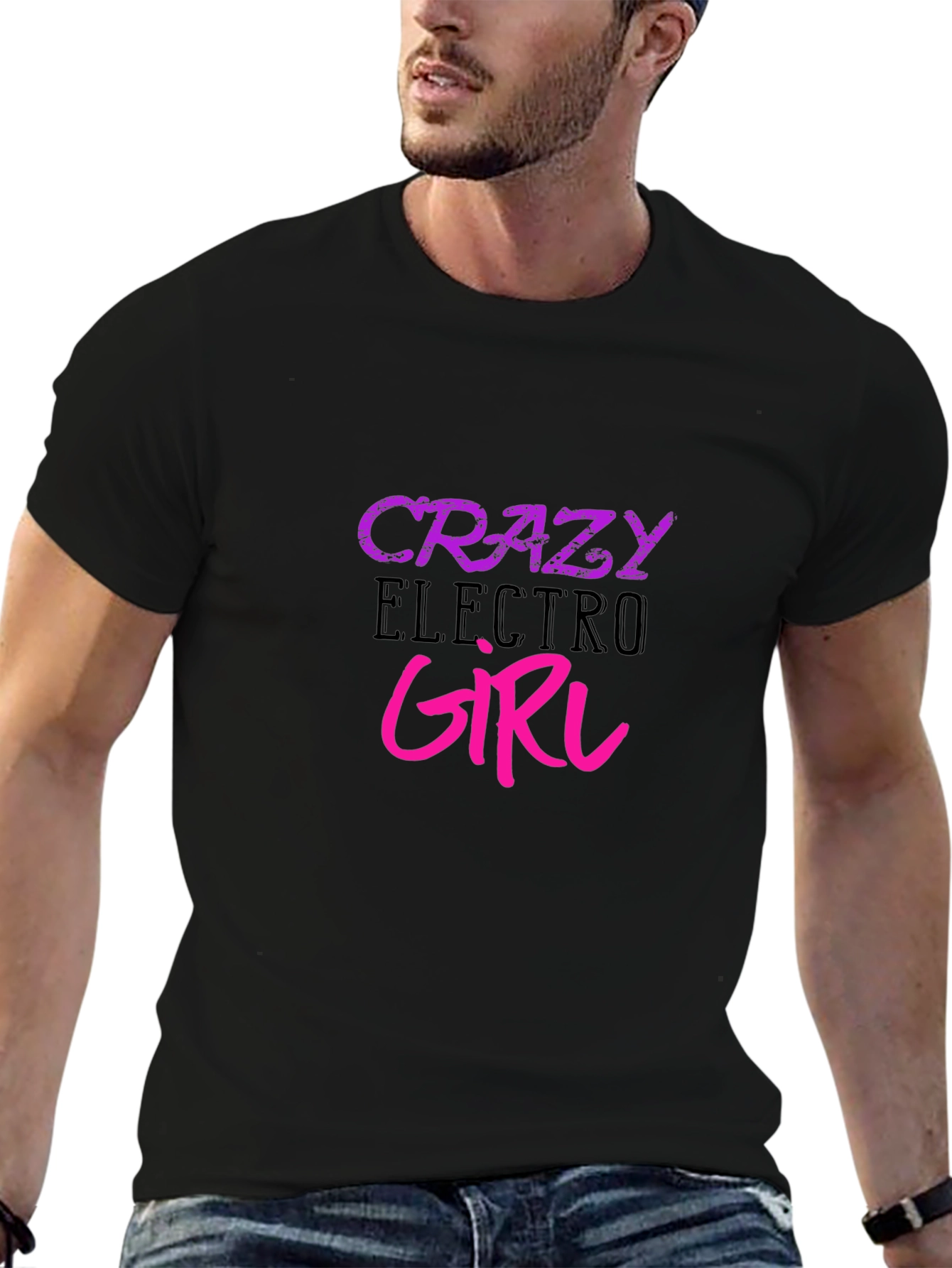 Black Crazy Electro Girl Black T-Shirt view 6