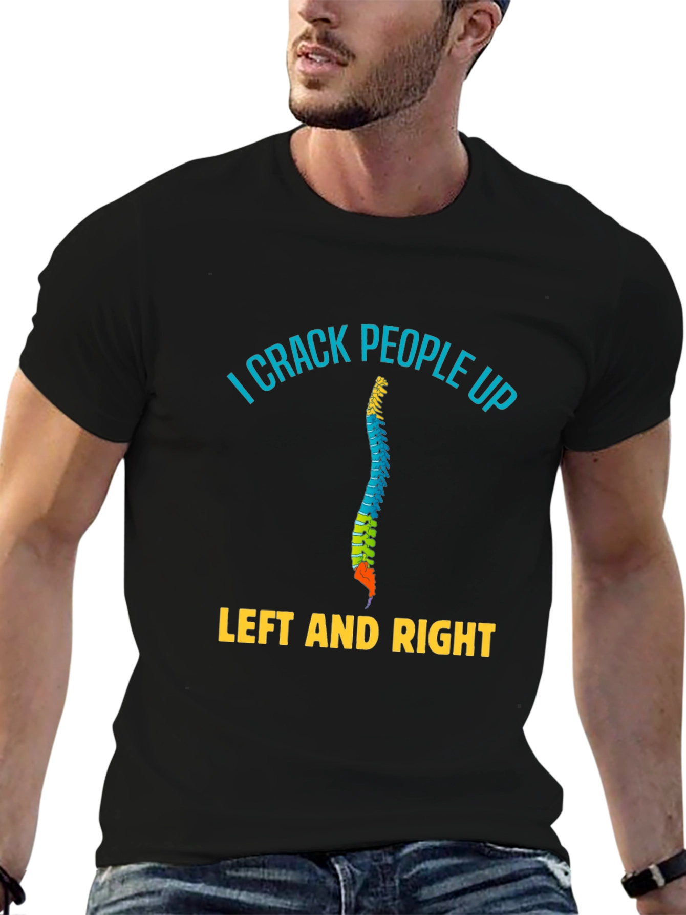 Black I Crack People Up T-Shirt - Chiropractic Humor Tee view 6