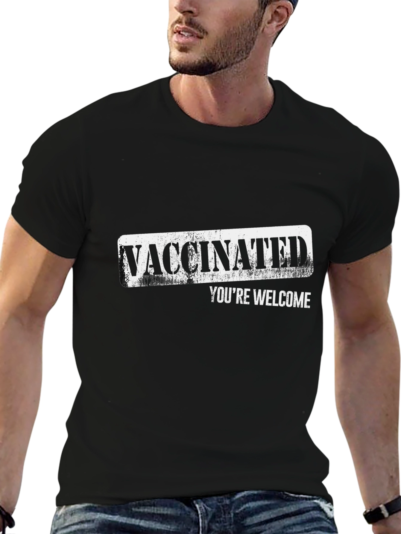 Black Vaccinated You're Welcome Graphic T-Shirt view 6