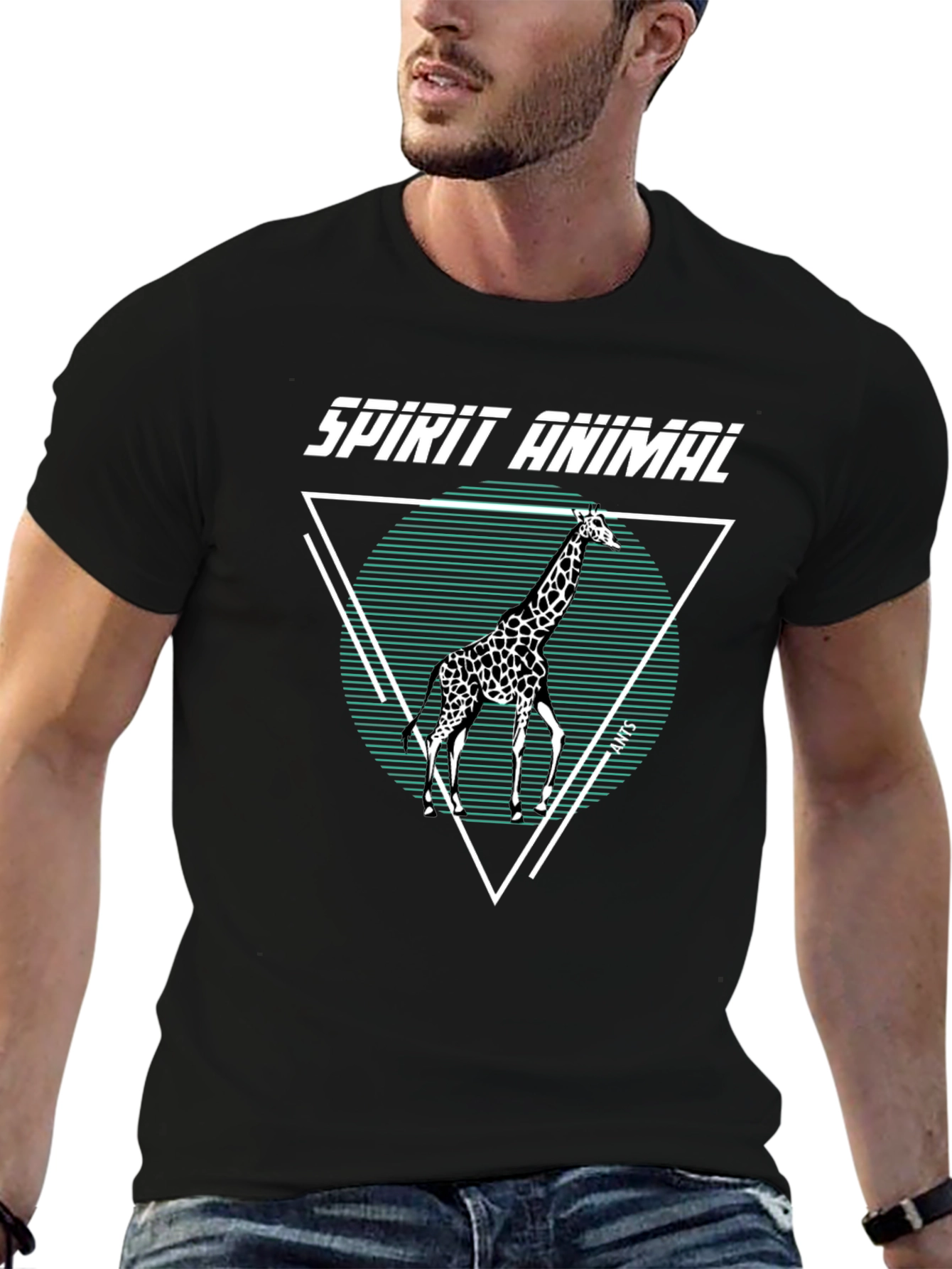 Black Spirit Animal Giraffe Graphic Tee view 6