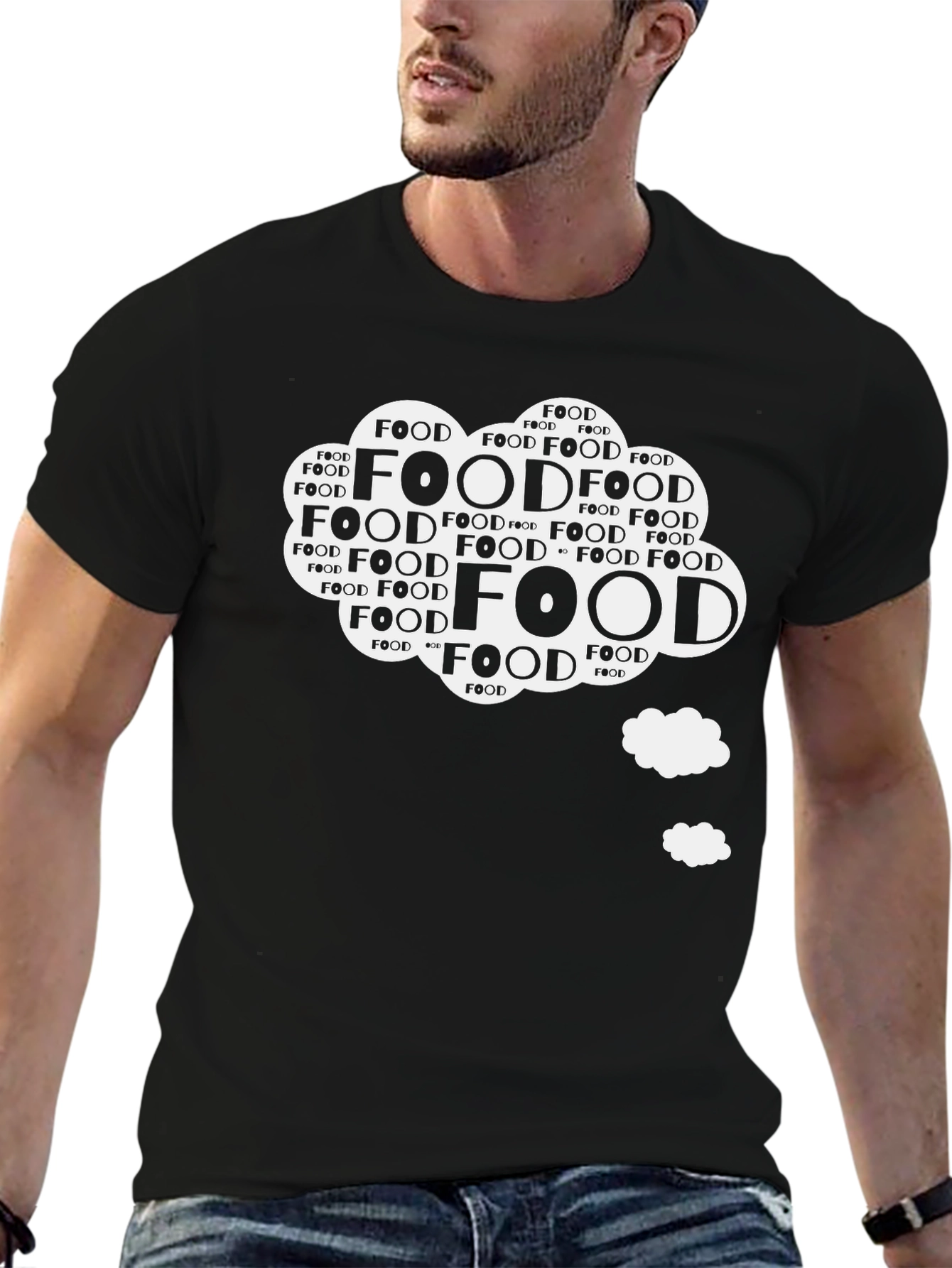 Black Foodie Graphic Tee - Black Cotton Comfort view 6