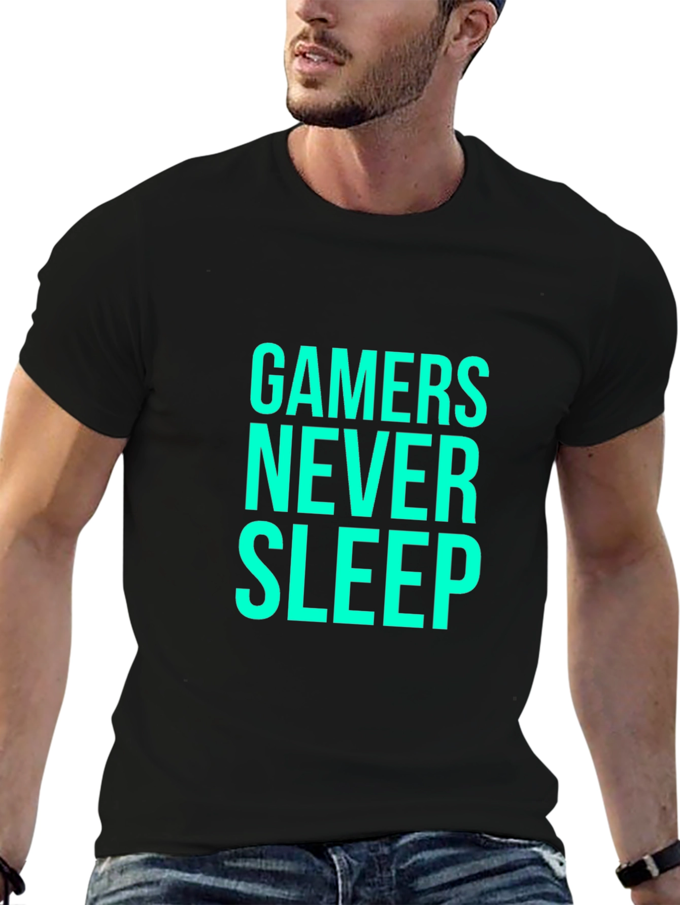 Black Gamers Never Sleep Graphic Tee view 6