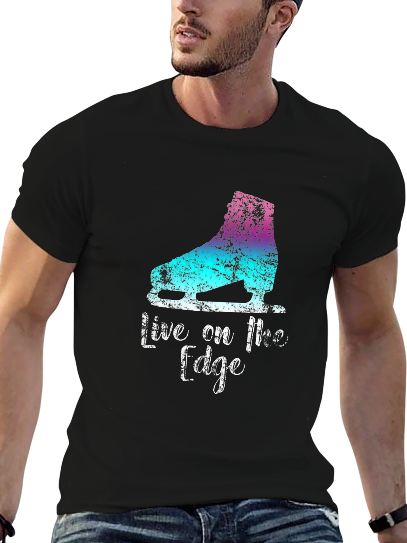 Black Live on the Edge - Ice Skating T-Shirt view 6