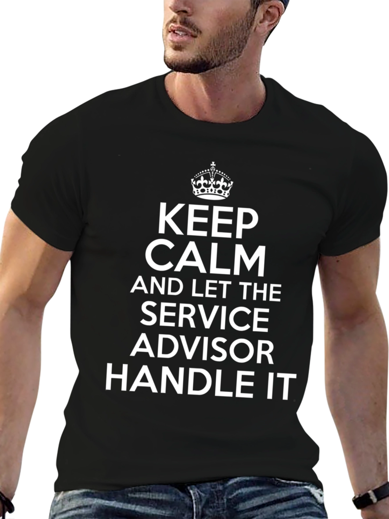 Black Keep Calm Service Advisor T-Shirt - Black view 6