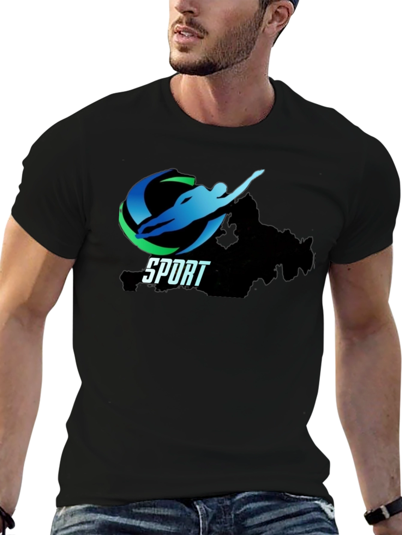 Men's Black Sport Graphic Tee - 6