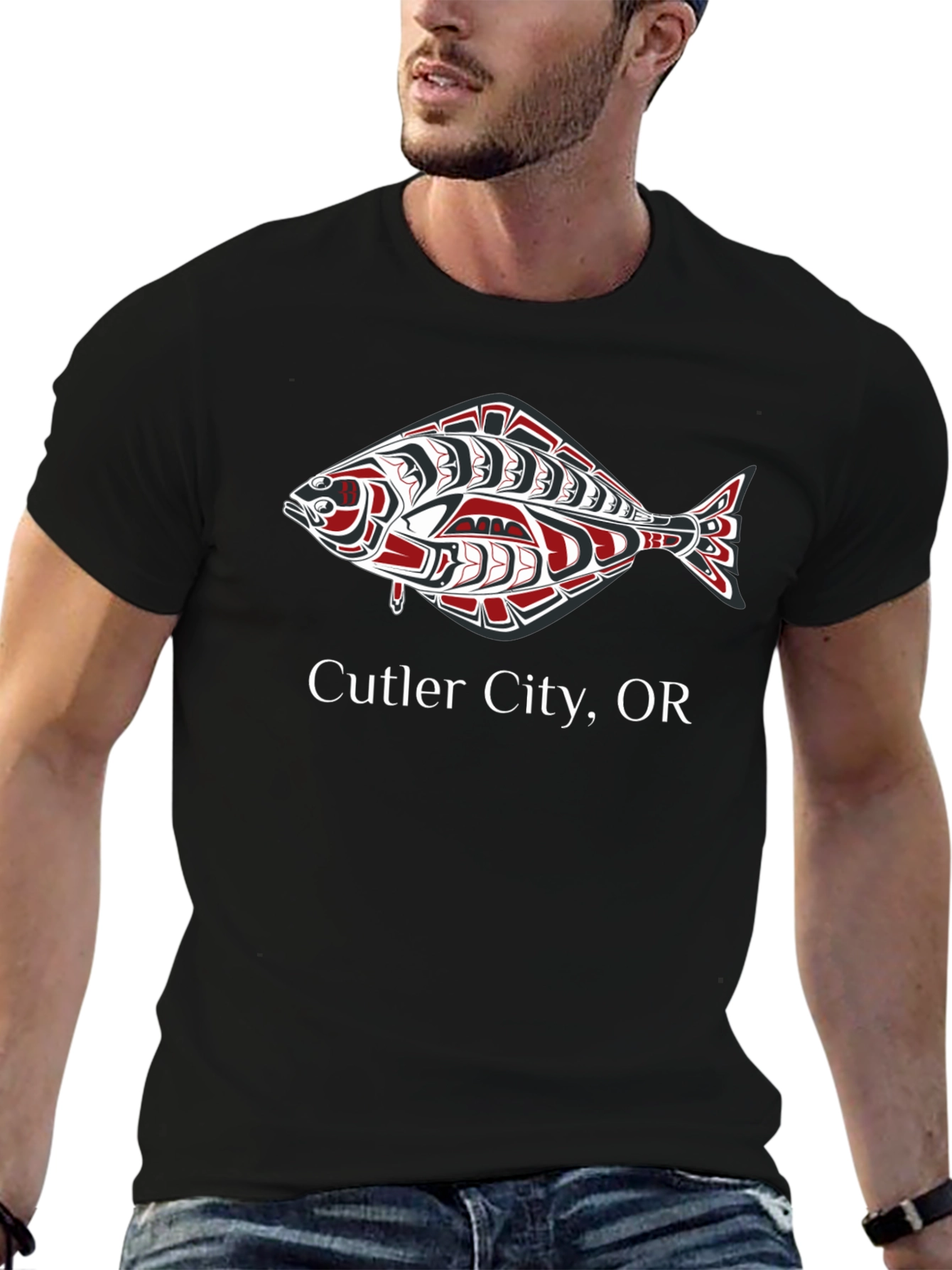 Black Cutler City, OR Fish Graphic Tee view 6