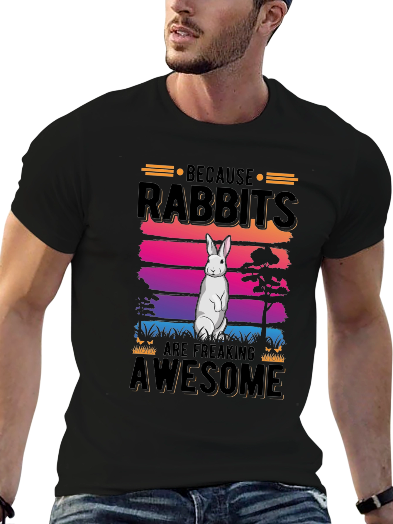 Black Rabbit Lover T-Shirt - Because Rabbits are Freaking Awesome view 6