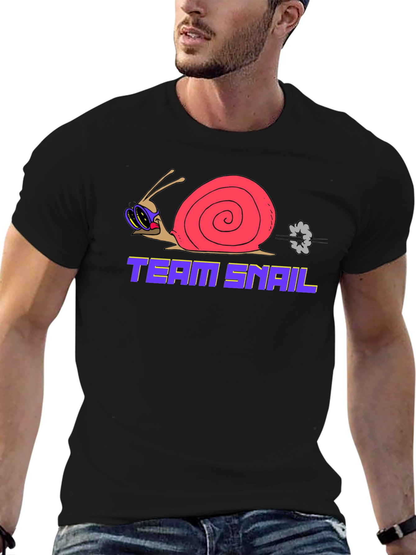 Black Team Snail Graphic T-Shirt - Black view 6