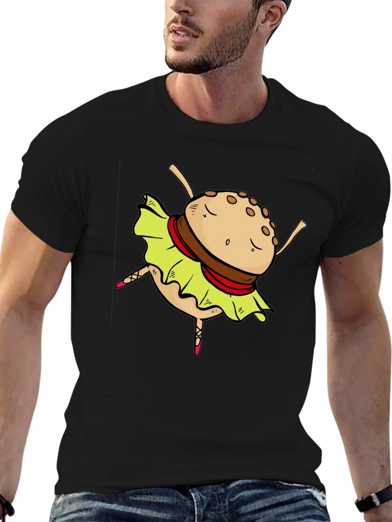 Black Burger Ballerina Graphic T-Shirt view 6