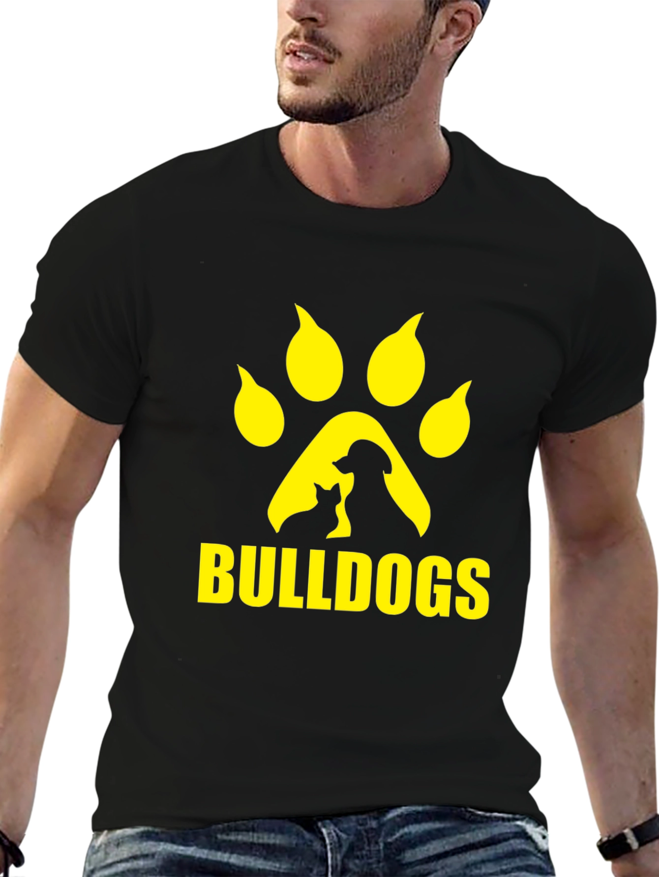 Black Bulldogs Paw Print Graphic T-Shirt - Black view 6