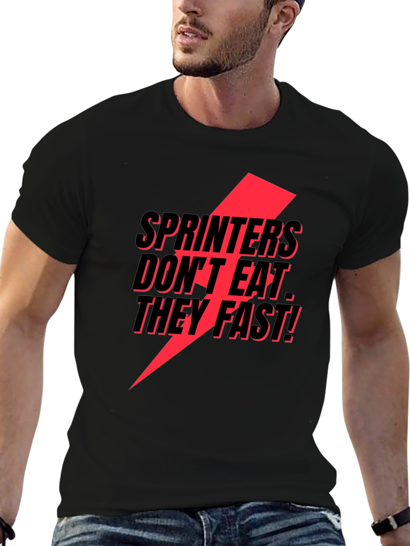 Black Sprinters Don't Eat, They Fast! T-Shirt view 6