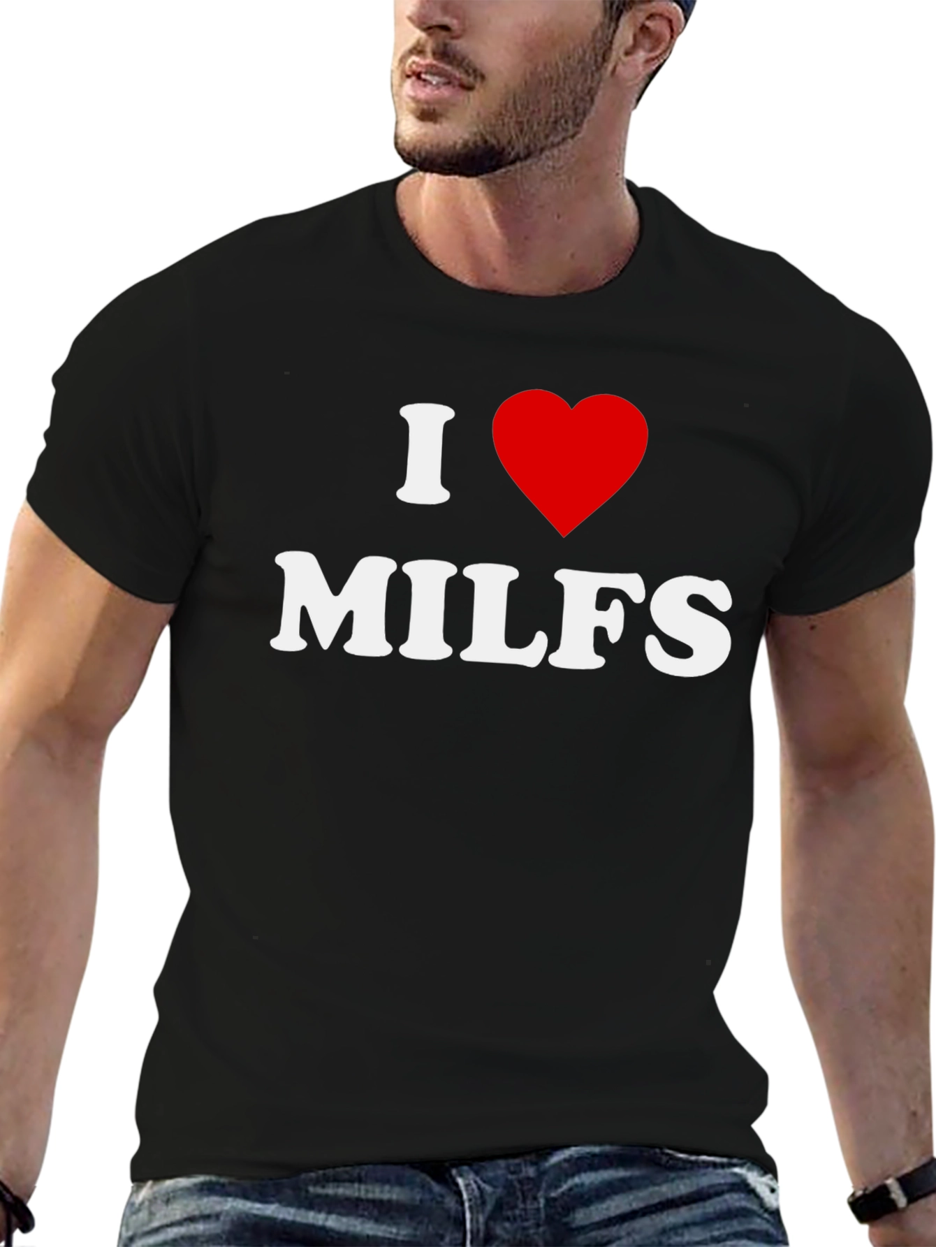 Black I Heart MILFS Graphic Tee - Black view 6