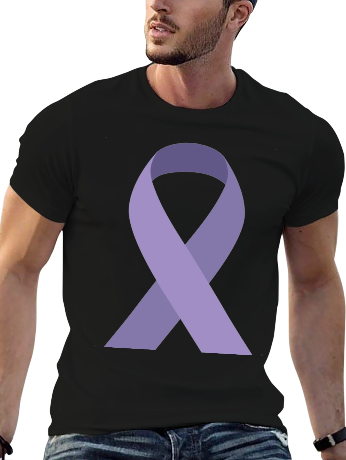 Black Purple Ribbon Awareness Graphic Tee - Unisex view 6