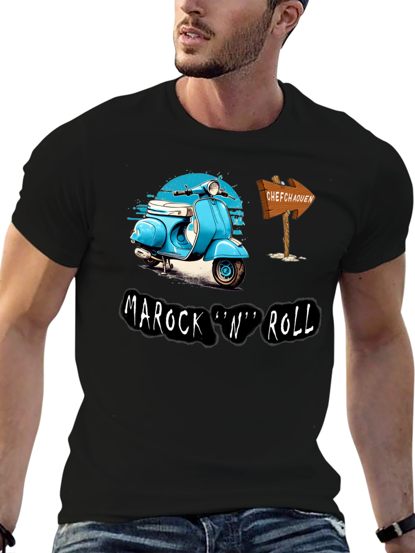 Black Marock 'n' Roll T-Shirt - Scooter Design view 6