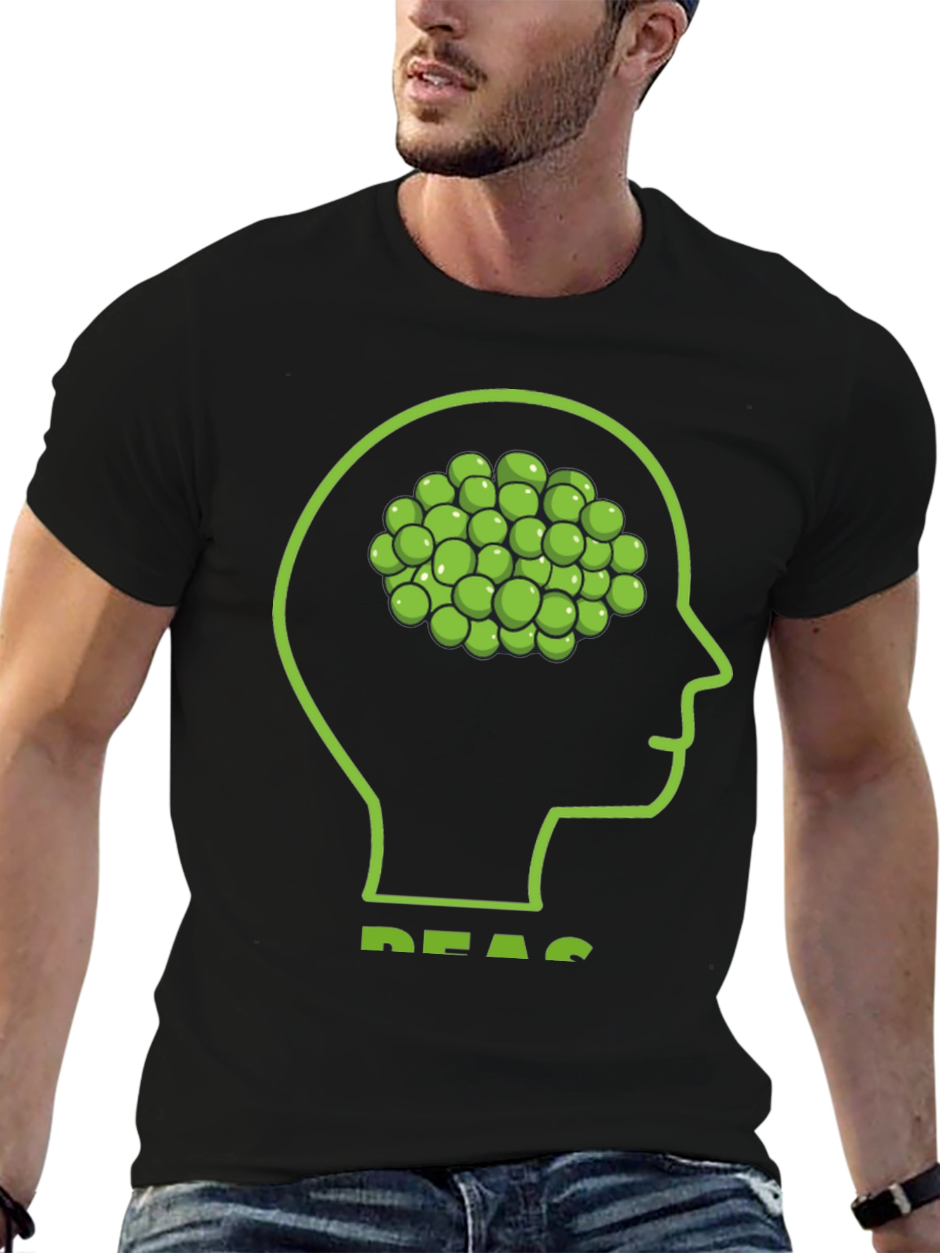 Black Peas Brain T-Shirt: Funny Vegetable Mind Tee view 6