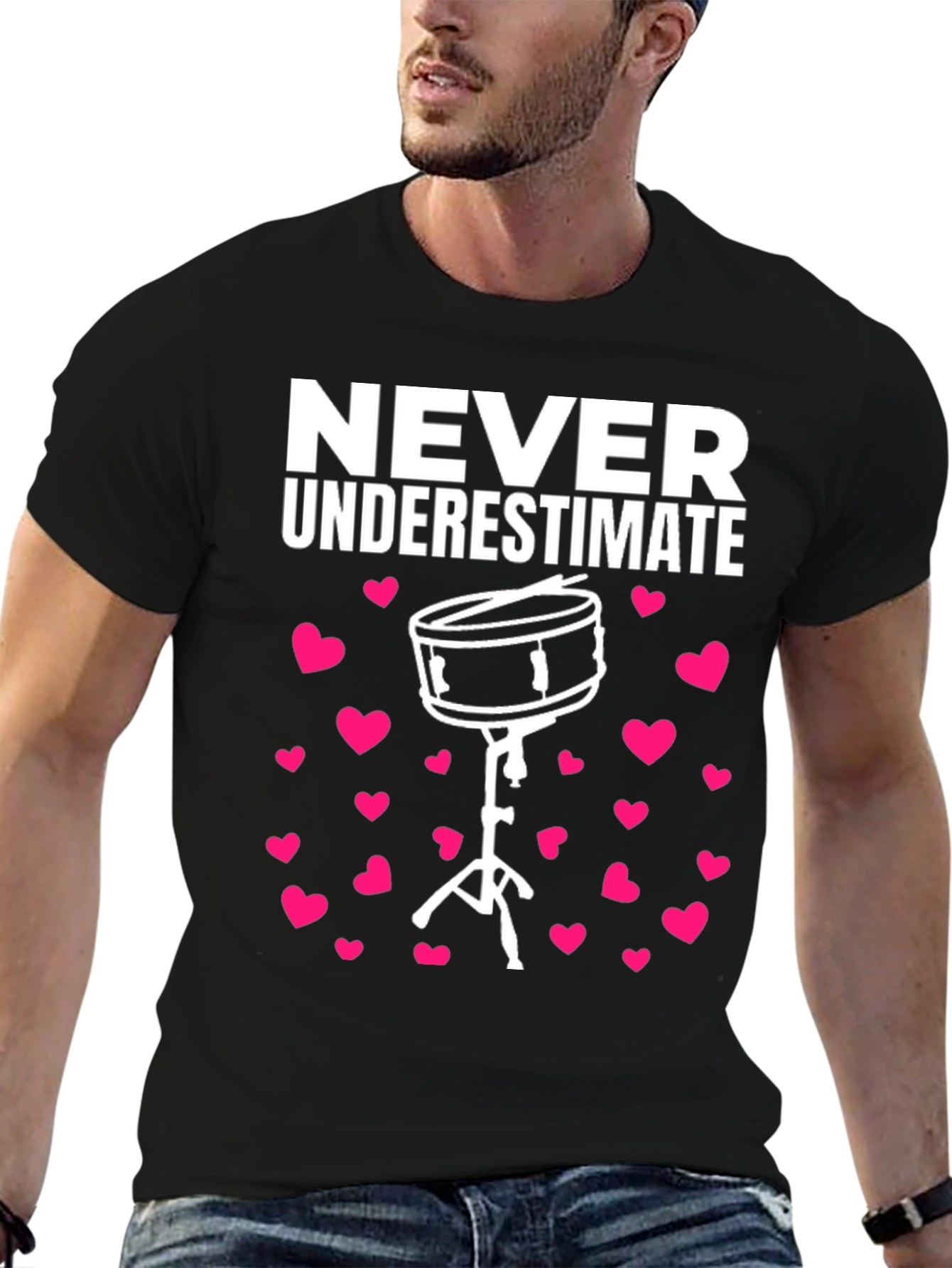 Black Never Underestimate a Drummer T-Shirt view 6
