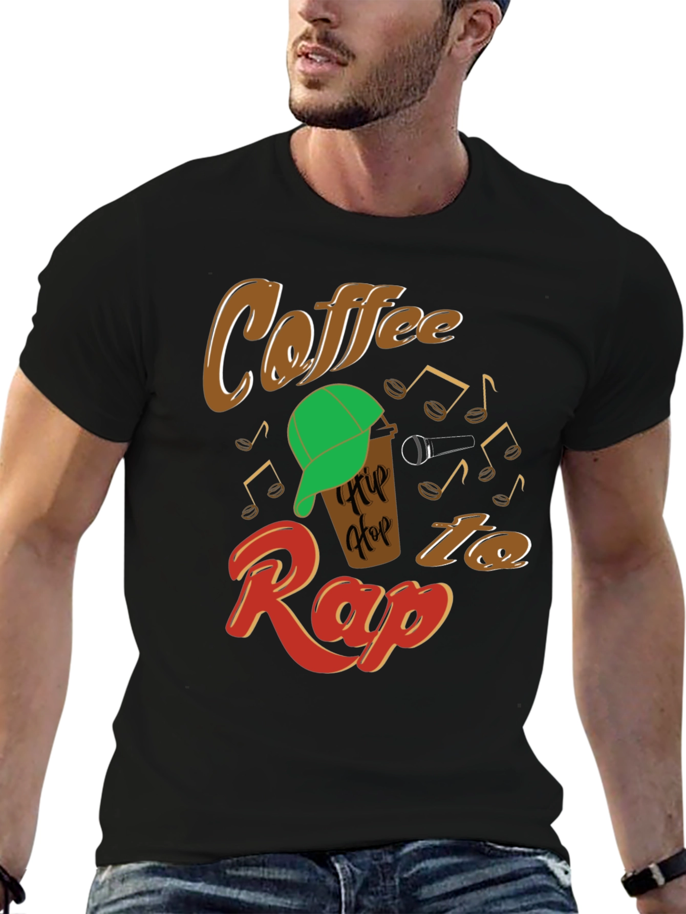 Black Coffee Hip Hop Rap Graphic T-Shirt view 6
