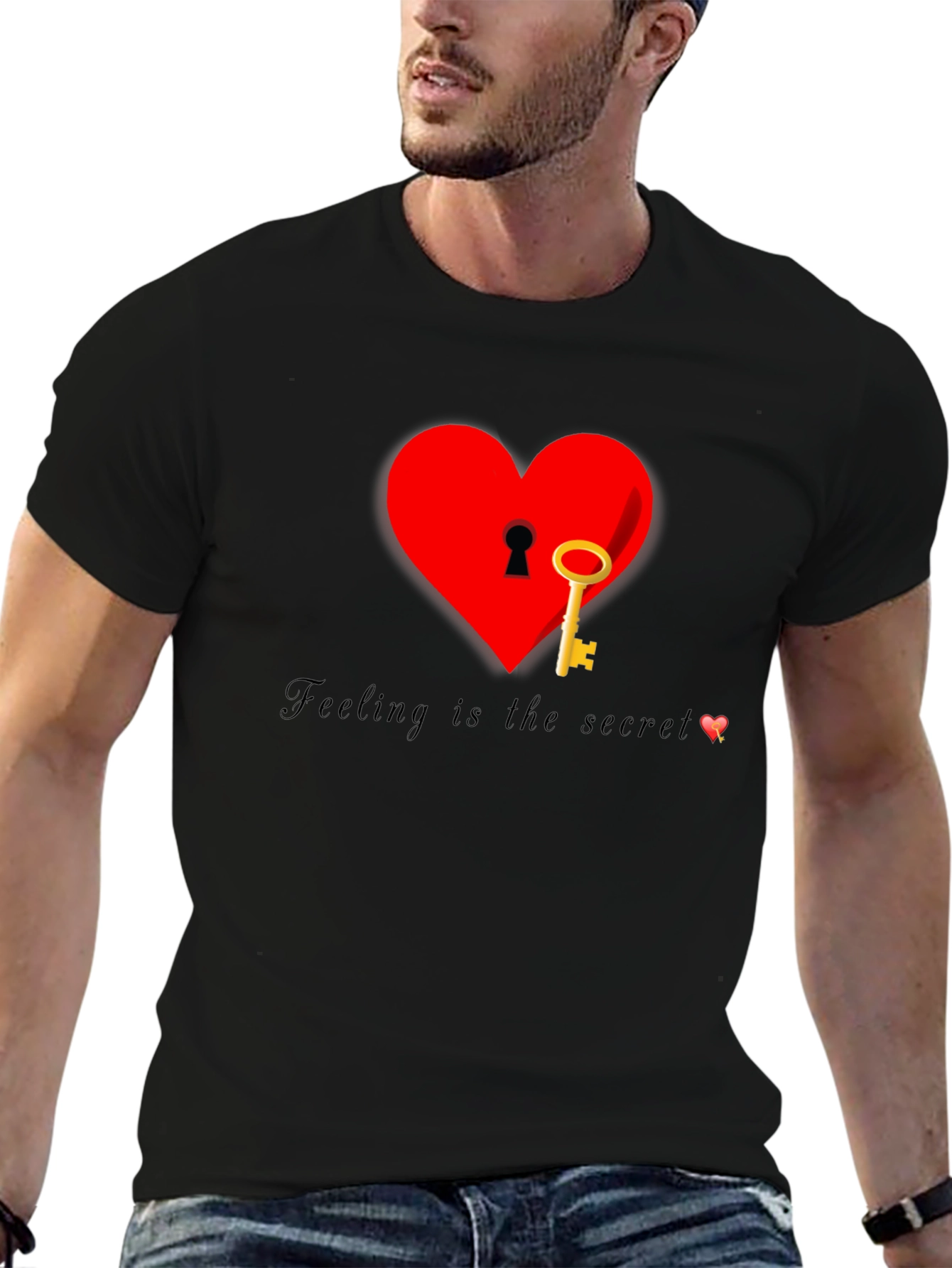 Black Heart Key T-Shirt - Feeling is the Secret view 6