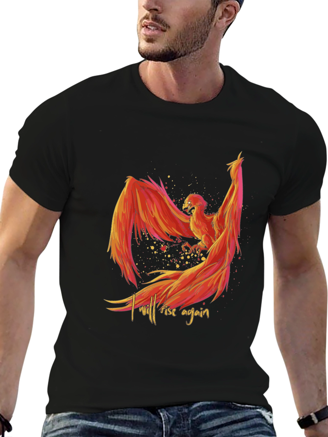 Black Phoenix Rising Graphic Tee - Black view 6