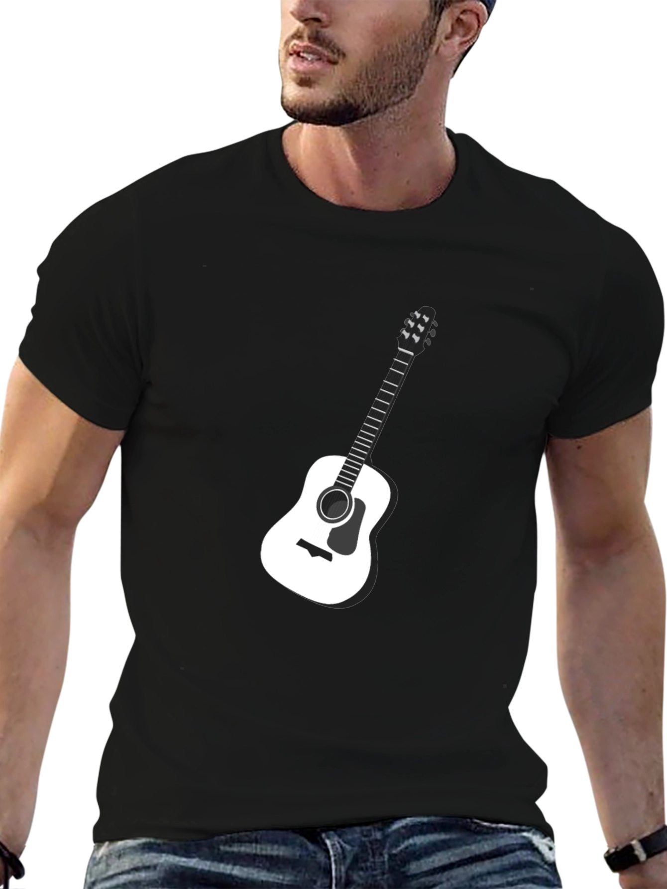 Black Guitar Graphic Tee - Musician T-Shirt view 6